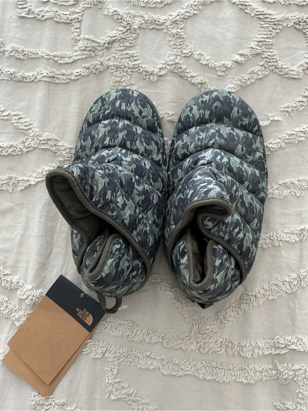 The North Face Camouflage Green ThermoBall Quilted Slip-Ons
